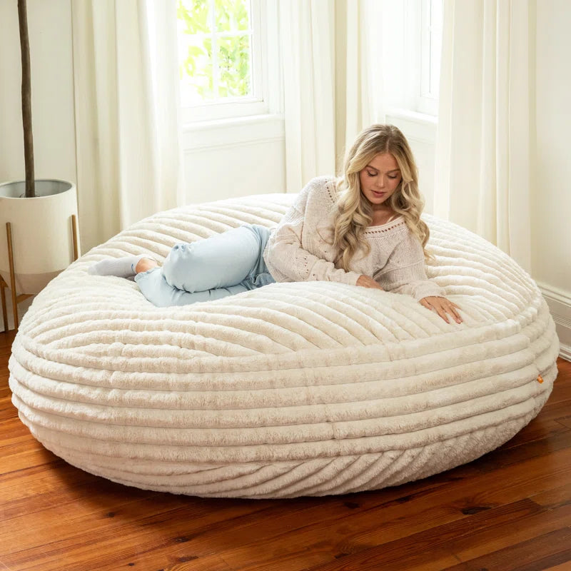 Large 6-Foot Cocoon Bean Bag Chair in Mondo Faux Fur