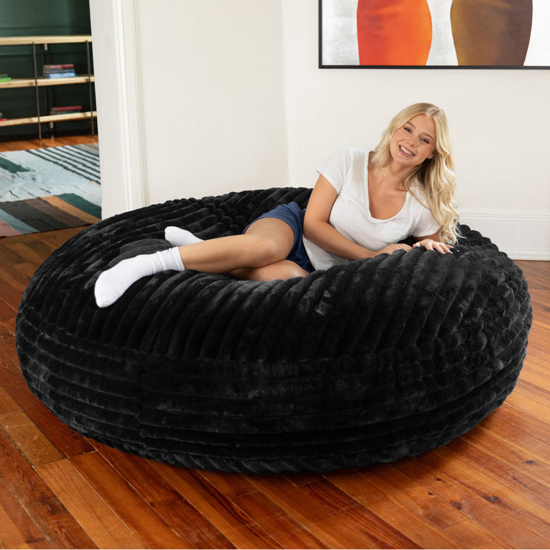 Large 6-Foot Cocoon Bean Bag Chair in Mondo Faux Fur