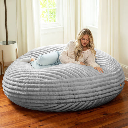 Large 6-Foot Cocoon Bean Bag Chair in Mondo Faux Fur