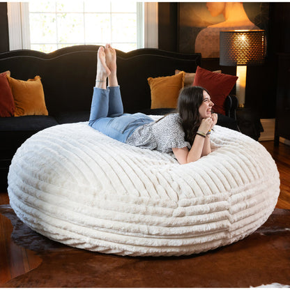 Large 6-Foot Cocoon Bean Bag Chair in Mondo Faux Fur